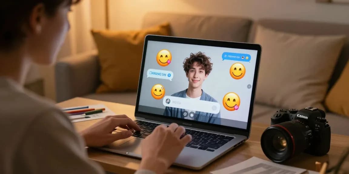 Engaging nsfw ai chat interaction on a digital device in a cozy home setting.