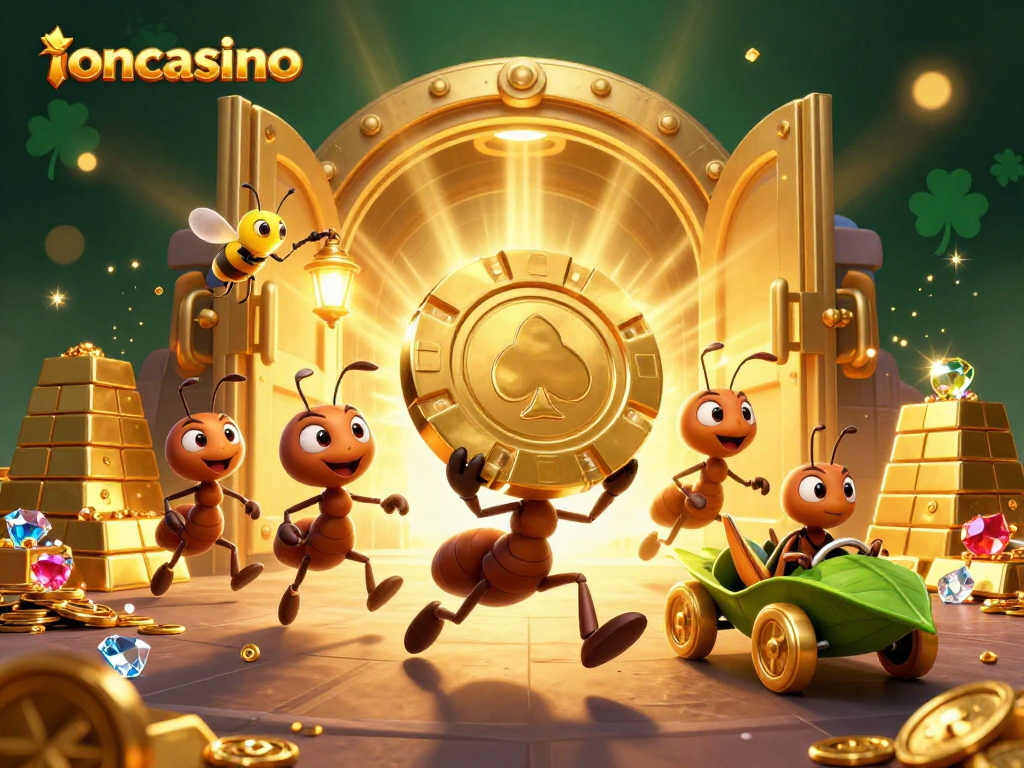 Join the excitement at ioncasino with ants on a heist for giant poker chips and treasures!