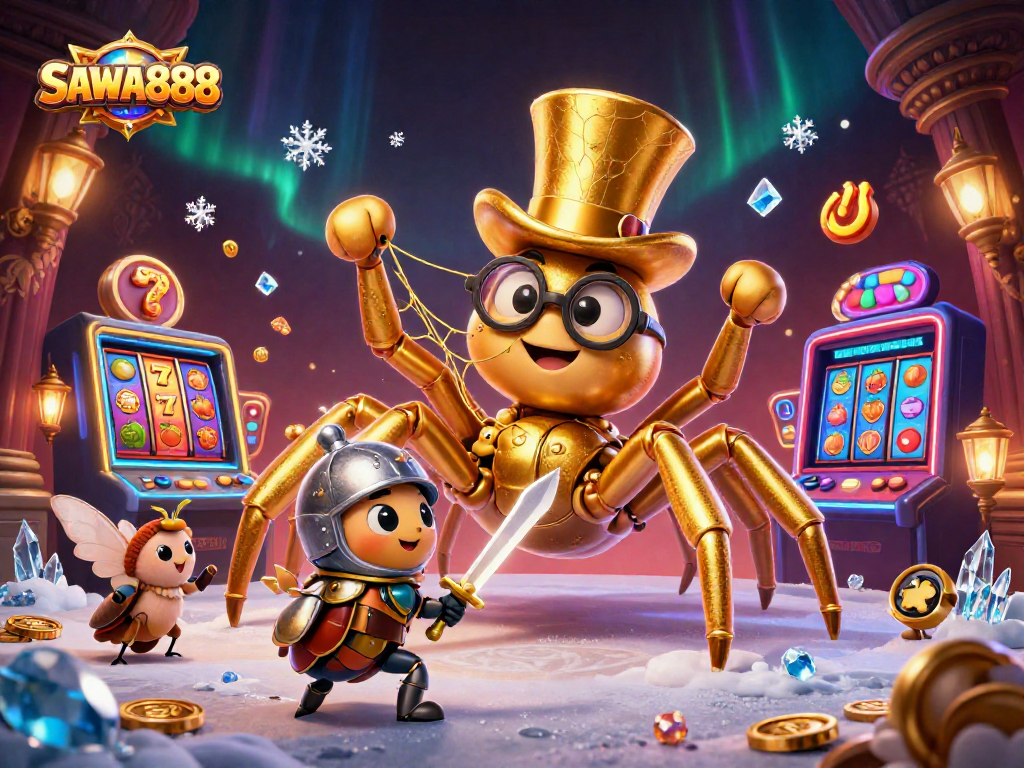 Experience thrilling gameplay with SAWA888's vibrant casino elements and captivating characters.