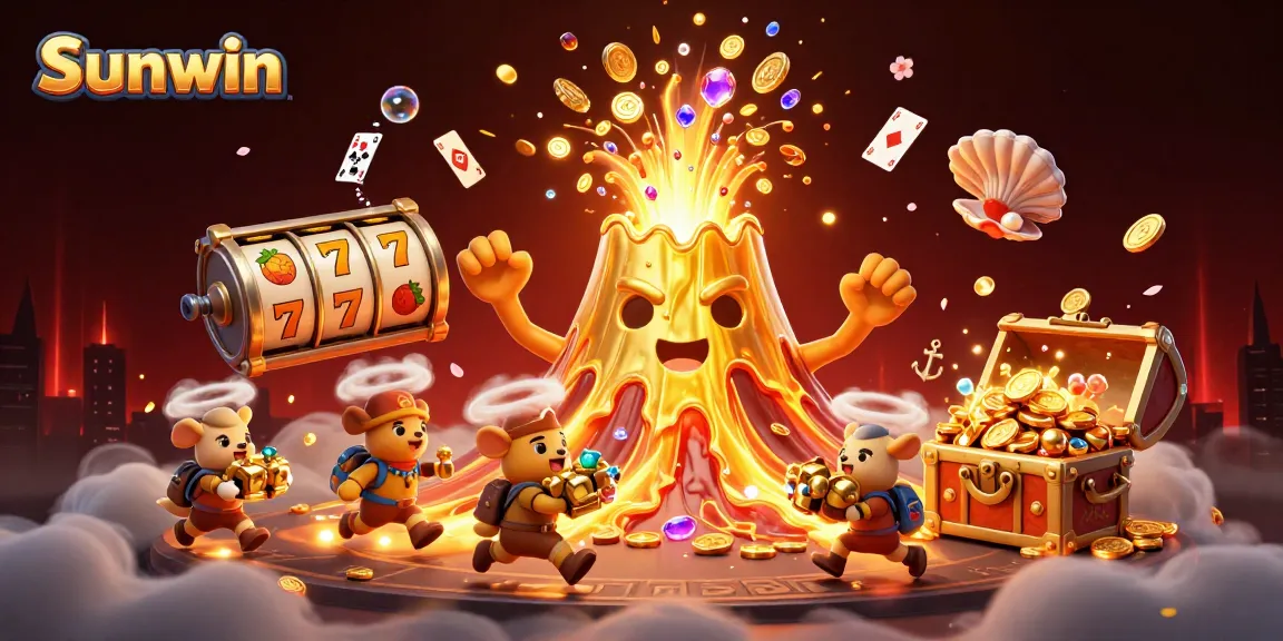 Engage with Sunwin's thrilling casino adventure featuring golden volcano and slot gameplay.